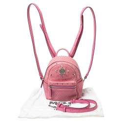 Pre Owned MCM Pink Leather X Mini Studded Stark-Bebe Boo Backpack