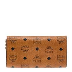 Pre Owned MCM Brown Visetos Canvas Patricia WOC Wallet