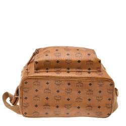 MCM Cognac Visetos Coated Canvas Large Stark Backpack
