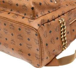 MCM Cognac Visetos Coated Canvas Large Stark Backpack