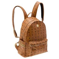 MCM Cognac Visetos Coated Canvas Large Stark Backpack