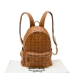 MCM Cognac Visetos Coated Canvas Large Stark Backpack