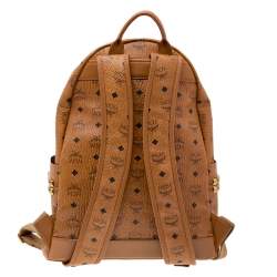 MCM Cognac Visetos Coated Canvas Large Stark Backpack