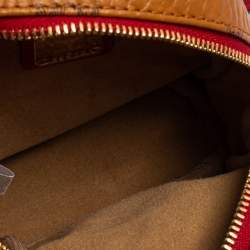 MCM Cognac Visetos Coated Canvas and Leather Backpack Wristlet Pouch 