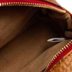 MCM Cognac Visetos Coated Canvas and Leather Backpack Wristlet Pouch 