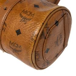 Pre Owned MCM Cognac Visetos Coated Canvas and Leather Essential Barrel Bag