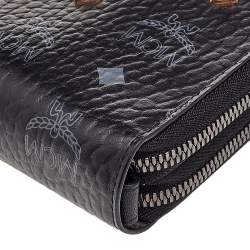 MCM Black Visetos Coated Canvas Organiser Wallet