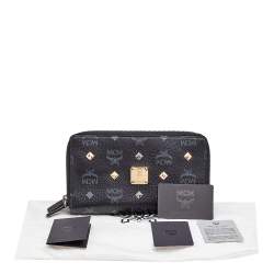 MCM Black Visetos Coated Canvas Organiser Wallet