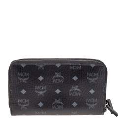 MCM Black Visetos Coated Canvas Organiser Wallet