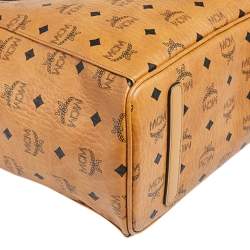 Pre Owned MCM Cognac Visetos Coated Canvas Reversible Liz Shopper Tote