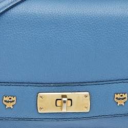 Pre Owned MCM Blue Leather Shoulder Bag
