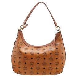 MCM Tan Leather And Coated Canvas Hobo