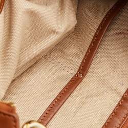 MCM Tan Leather And Coated Canvas Hobo