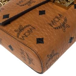 Pre Owned MCM Cognac Visetos Coated Canvas Patricia Wallet on Chain