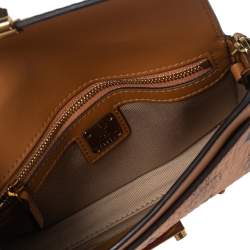 Pre Owned MCM Cognac Visetos Coated Canvas Patricia Wallet on Chain