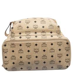 MCM Light Beige Visetos Coated Canvas And Leather Studded Stark Backpack
