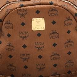 Pre Owned MCM Tan Coated Canvas And Leather Studded Stark Backpack