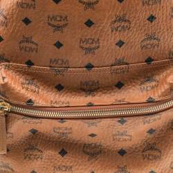 Pre Owned MCM Tan Coated Canvas And Leather Studded Stark Backpack