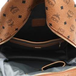 Pre Owned MCM Tan Coated Canvas And Leather Studded Stark Backpack