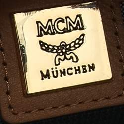 Pre Owned MCM Tan Coated Canvas And Leather Studded Stark Backpack