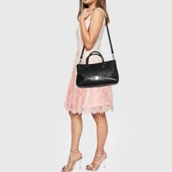 MCM Black Leather Double Zip Satchel