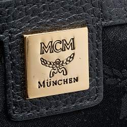 MCM Black Leather Double Zip Satchel