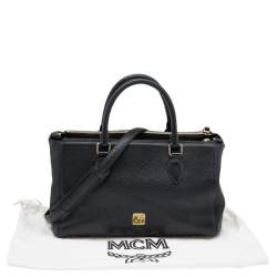 MCM Black Leather Double Zip Satchel