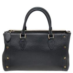 MCM Black Leather Double Zip Satchel