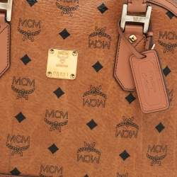 MCM Cognac Visetos Coated Canvas and Leather Heritage Satchel
