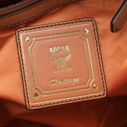 MCM Cognac Visetos Coated Canvas and Leather Heritage Satchel