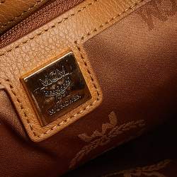 MCM Cognac Visetos Coated Canvas Small Studs Stark Backpack