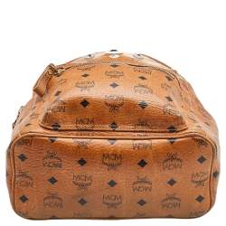MCM Cognac Visetos Coated Canvas Small Studs Stark Backpack
