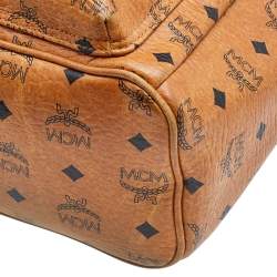 MCM Cognac Visetos Coated Canvas Small Studs Stark Backpack