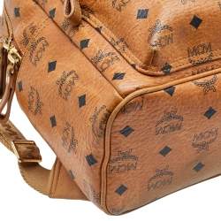 MCM Cognac Visetos Coated Canvas Small Studs Stark Backpack