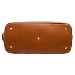MCM Cognac Visetos Coated Canvas and Leather Dome Satchel