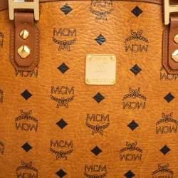 MCM Cognac Visetos Coated Canvas and Leather Dome Satchel