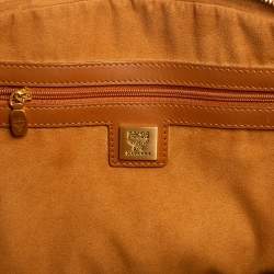 MCM Cognac Visetos Coated Canvas and Leather Dome Satchel