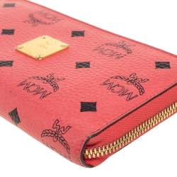 Pre Owned MCM Strawberry Pink Visetos Leather Heritage Continental Wallet