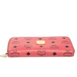 Pre Owned MCM Strawberry Pink Visetos Leather Heritage Continental Wallet
