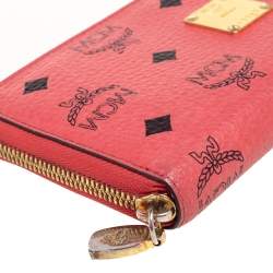 Pre Owned MCM Strawberry Pink Visetos Leather Heritage Continental Wallet