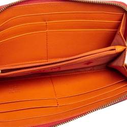 Pre Owned MCM Strawberry Pink Visetos Leather Heritage Continental Wallet