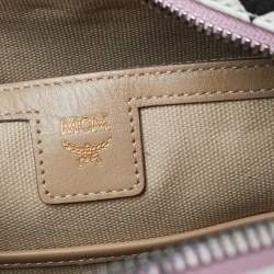 MCM White/Pink Visetos Rabbit Print Coated Canvas Small Stark Backpack