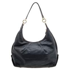 Pre Owned MCM Dark Grey/Black Leather Hobo