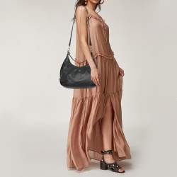 Pre Owned MCM Dark Grey/Black Leather Hobo