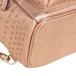 Pre Owned MCM Metallic Beige Leather XS Stark Studded Backpack