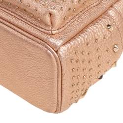 Pre Owned MCM Metallic Beige Leather XS Stark Studded Backpack