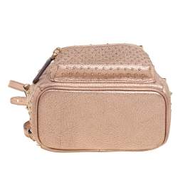 Pre Owned MCM Metallic Beige Leather XS Stark Studded Backpack