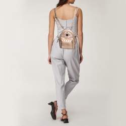 Pre Owned MCM Metallic Beige Leather XS Stark Studded Backpack