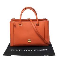 Pre Owned MCM Orange Leather Double Zip Tote