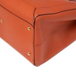 Pre Owned MCM Orange Leather Double Zip Tote